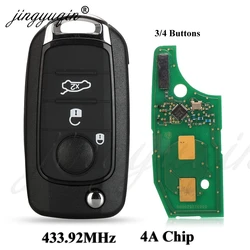 Jingyuqin A Distanza di Vibrazione di Chiave Dell'automobile Fob 3/4 Pulsanti 433.92Mhz Chip di 4A per Fiat 500X Egea Tipo 2016 2017 2018