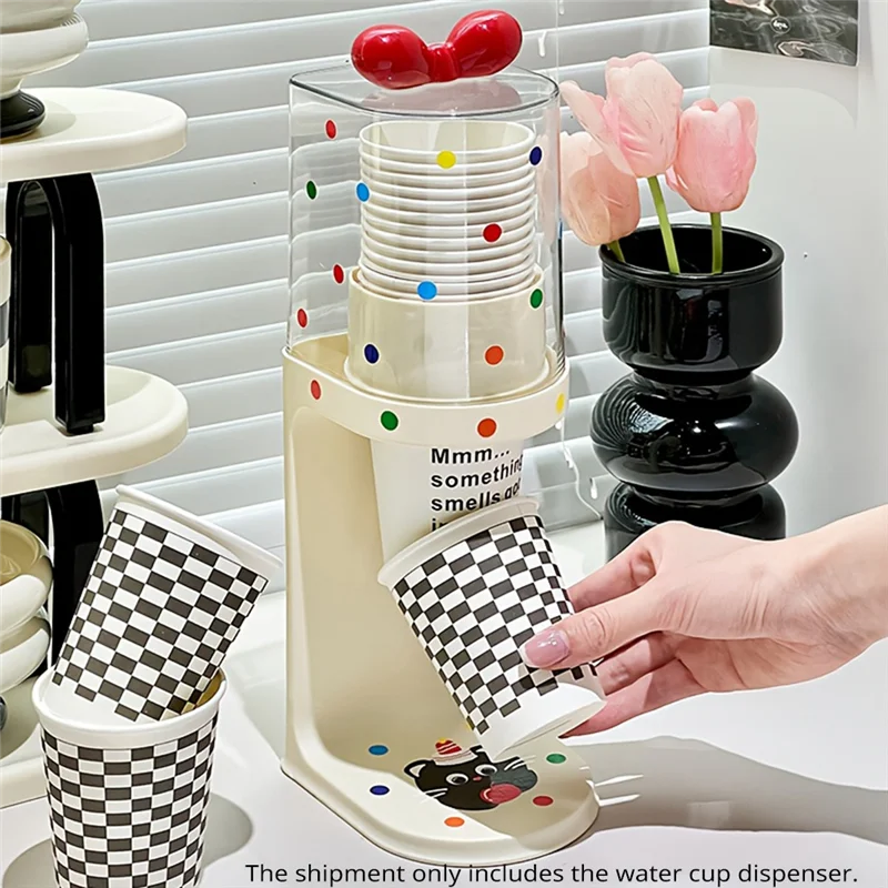 HLZS-물컵 디스펜서, 물 디스펜서 일회용 컵 홀더 랙 평평한 바닥 컵, 당김식 종이 물컵 디스펜서