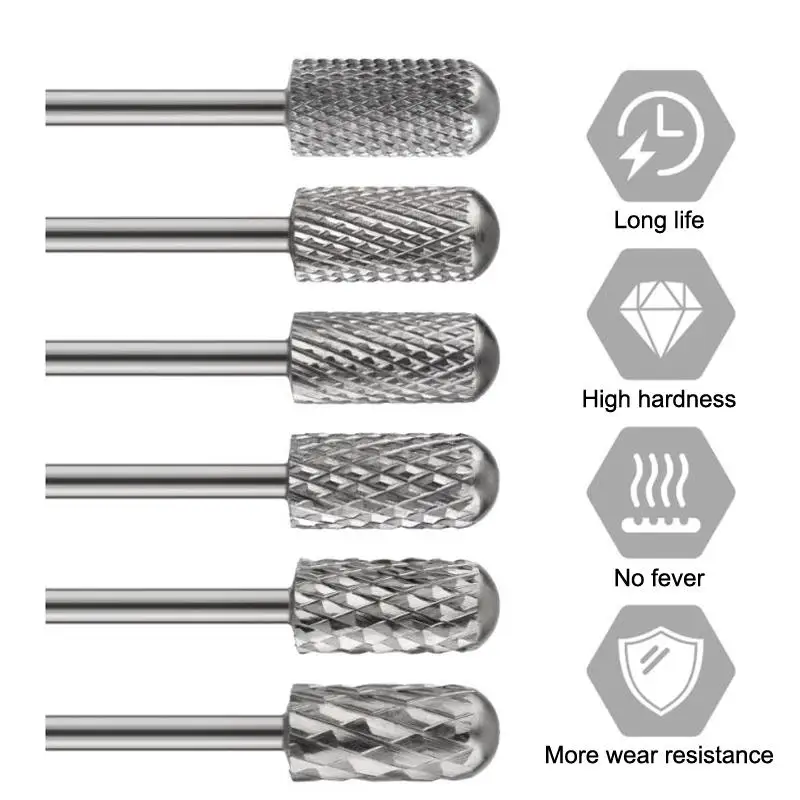1PCS Tungsten Steel Nail Drill Bit Rotate Burr Milling Nail Cutter Bits Electric Drill Machine For Manicure Pedicure Accessorie
