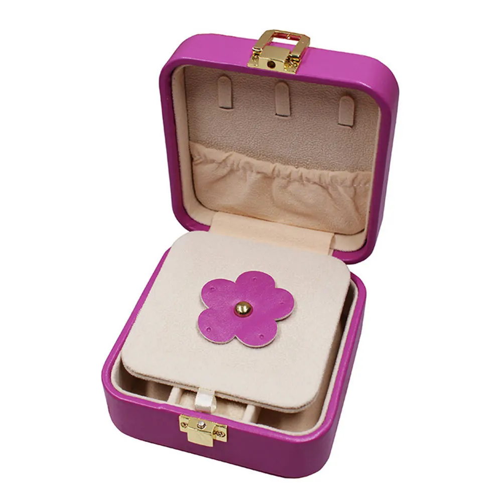 

1 pc Portable Jewelry Box Small Lightweight Dual Layer Storage Case For Women Travel Organizer Ring Bracelet Necklace Holder