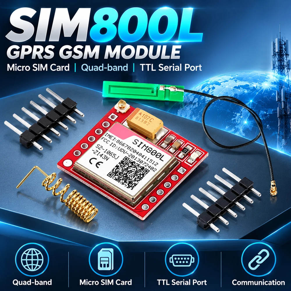 SIM800L GPRS GSM Module Micro SIM Card Core Quad-band Antenna TTL Serial Port PCB For Single Chip Microcontroller Communication