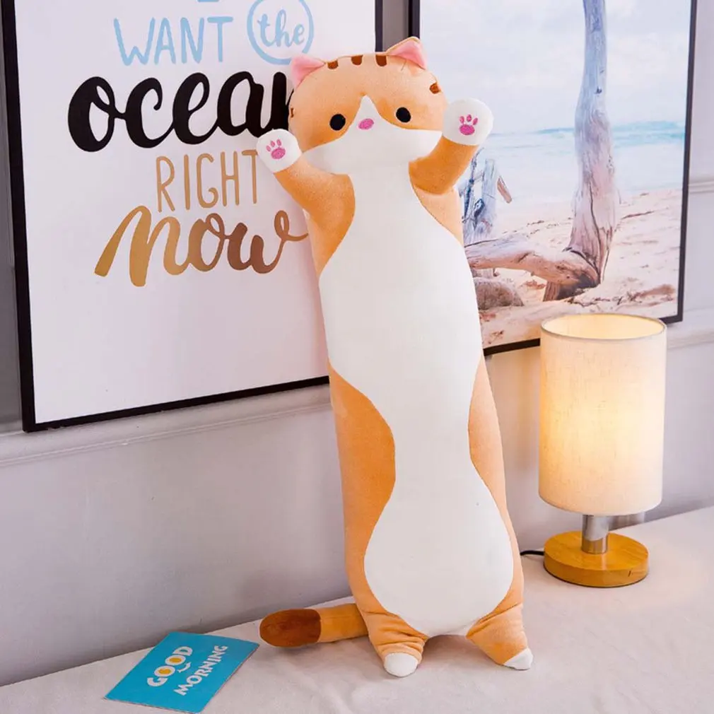 Simpatici giocattoli di peluche peluche bambola di gatto morbido cuscino di gattino farcito cuscini al ginocchio per bambini dormire giocattoli di peluche lunghi regalo per bambini fidanzata
