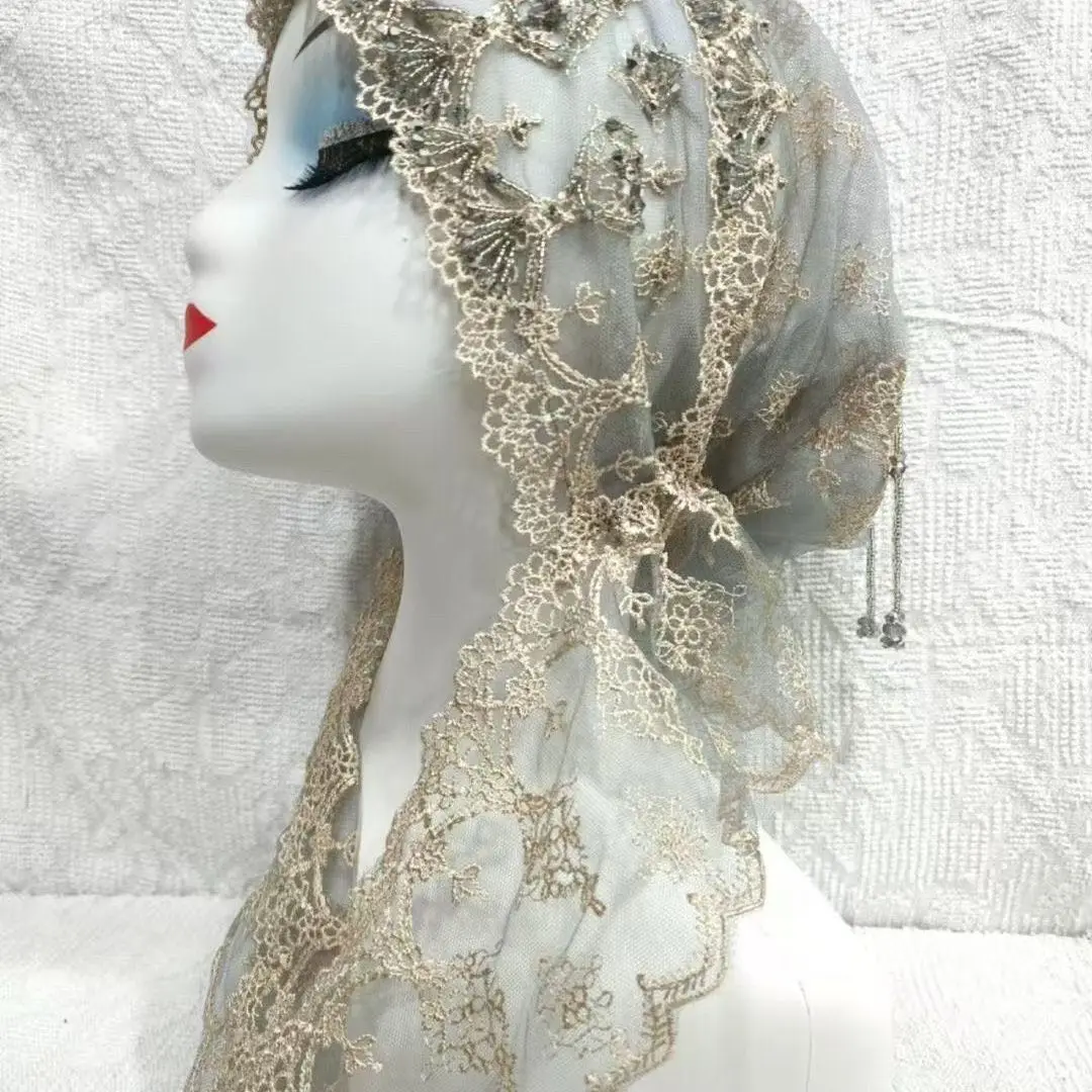 Hijab Muslim Women Shawl Headscarf Shipping Free Luxury Tassels Scarf Malaysia Prayer Kufi Islam Saudi Arabia Lace Turban 05390