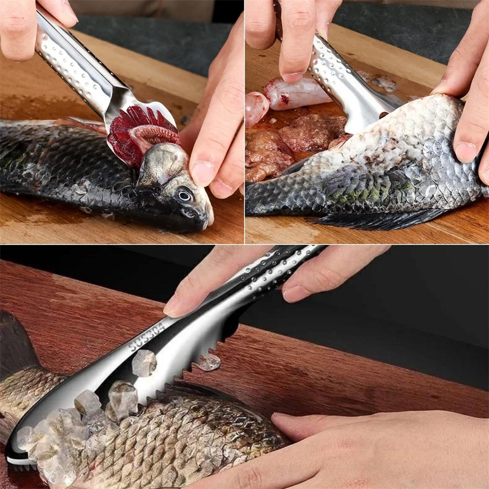 Stainless Steel 2 In 1 Fish Scale Knifs Cut/Scrape/Dig Maw Knifes Scale Scraper Sawtooth Peelers Scraping Boning Filleting