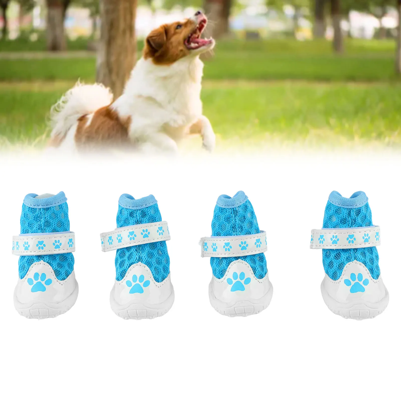 4pcs Dog Booties Spring Summer Fashionable Breathable Mesh Lightweight Slip Resistance Dog Paw Protector For Outdoor Walking