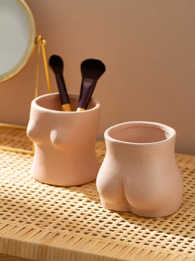 Imagem -02 - Criativo Mini Vaso de Cerâmica Forma Rosa do Corpo Arte no Peito Bunda Vaso Pequeno Moderna Sala de Estar Decoração Home Decoração Desktop