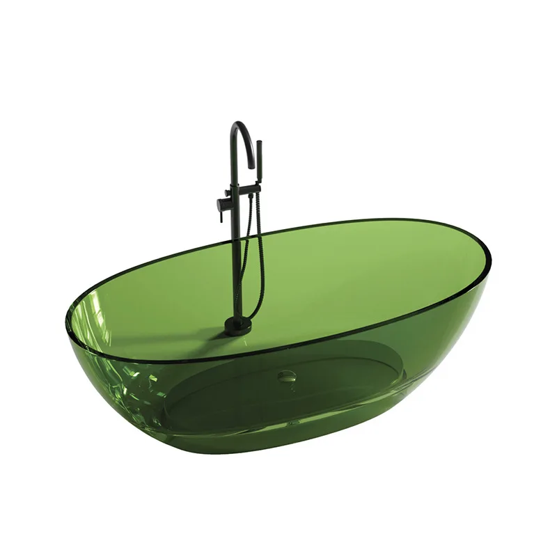 

Transparent resin bathtub Hotel engineering integrated molding oval crystal color