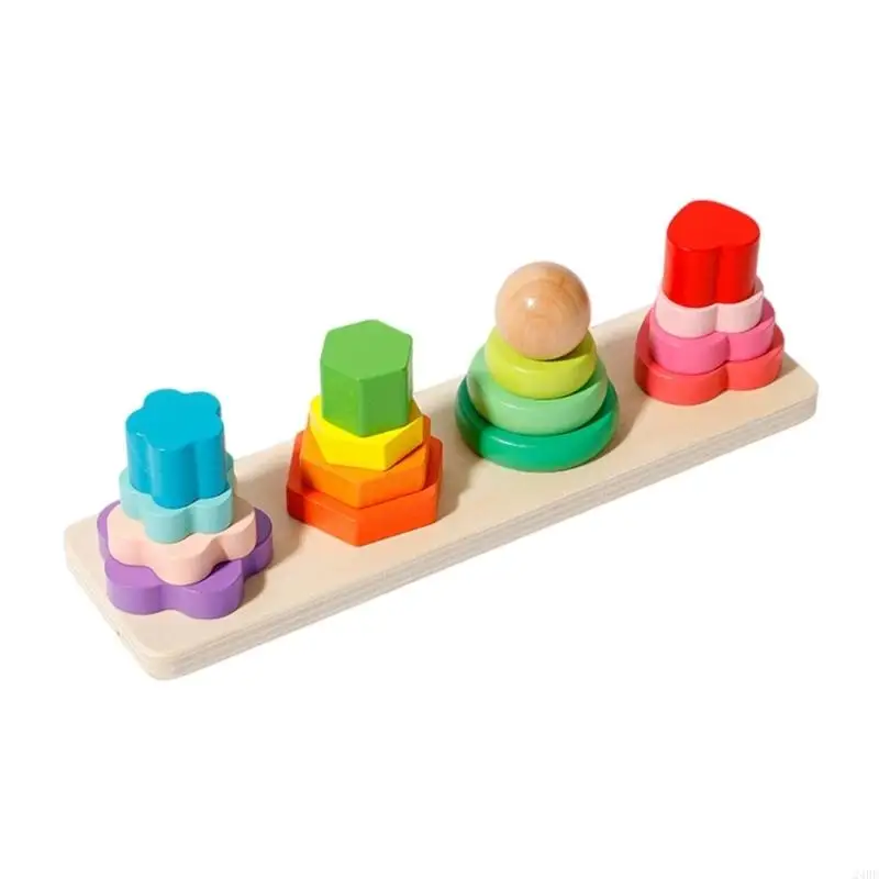 Giocattolo impilabile e sicuro con forma geometrica in legno, progettato per sicurezza dei bambini e il gioco educativo 24BE