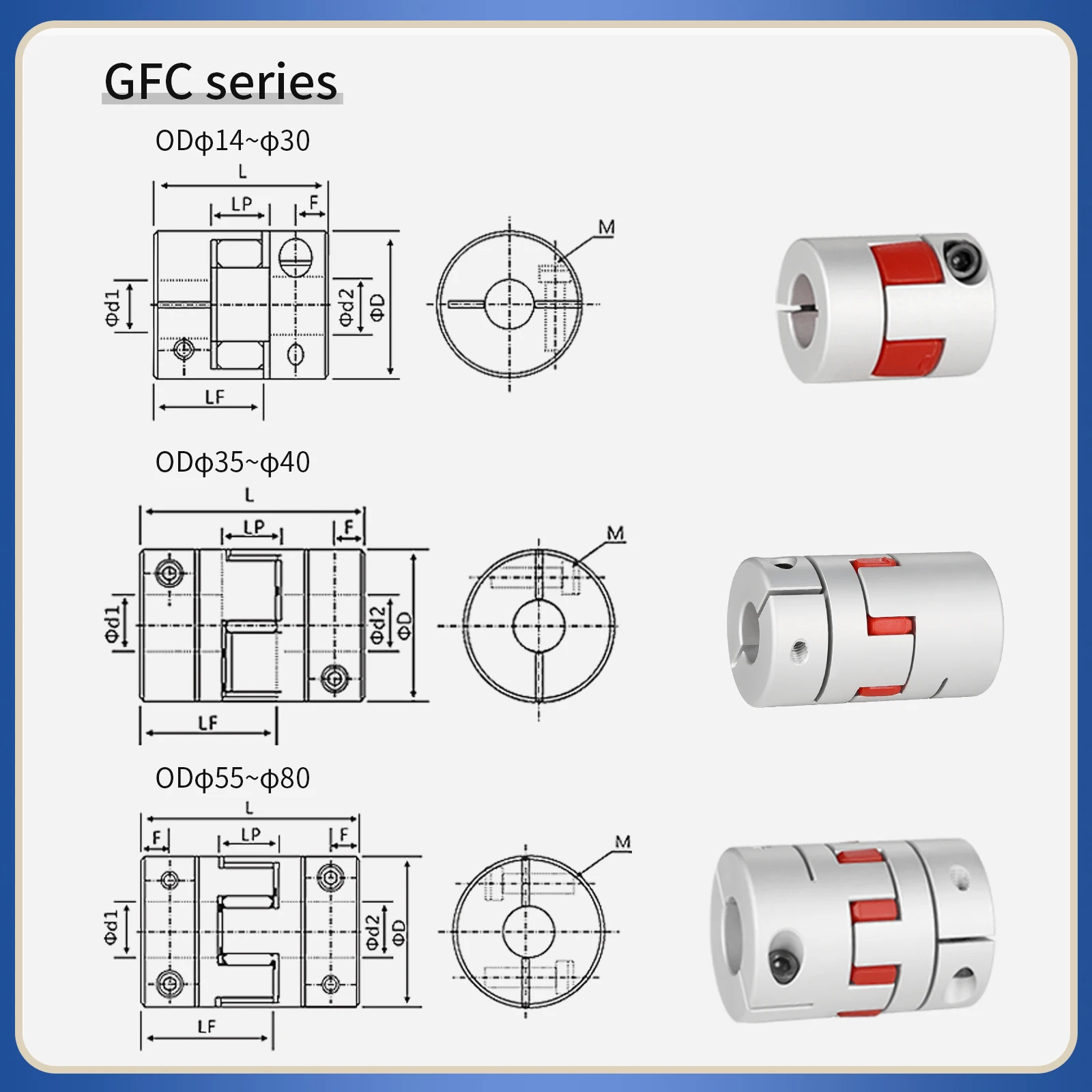 Imagem -06 - Acoplador Sinoble-aluminium Plum Acoplamento Flexível do Eixo Conector do Motor Cnc 24 mm 25 mm 28 mm 30 mm 32 mm 35 mm 38 mm 40 mm D65 mm