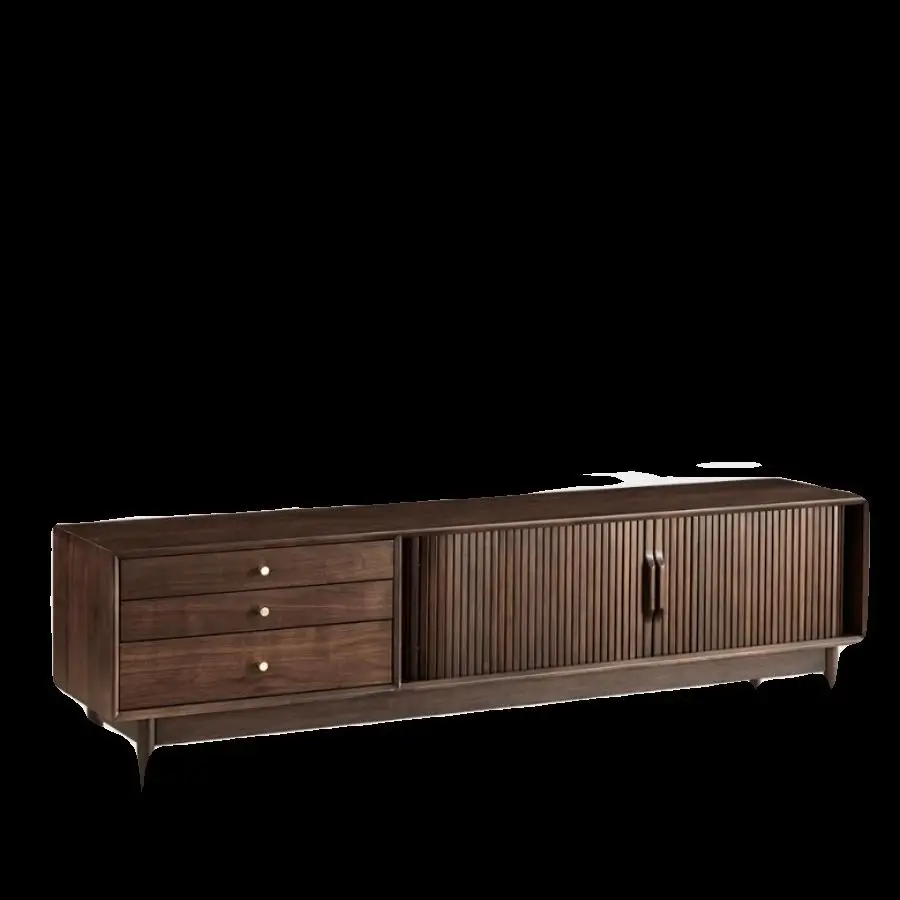 خزانة تلفزيون حديثة وبسيطة من الخشب الصلب، مجموعة خزانة تلفزيون أرضية صغيرة فاخرة وخفيفة لغرفة المعيشة العائلية #5