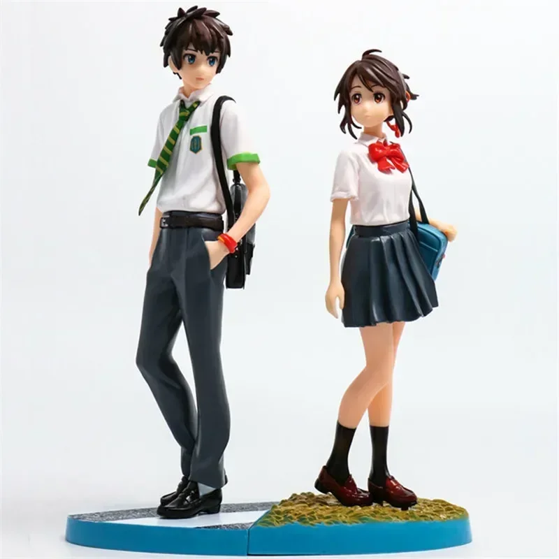 23cm 2pcs/set Your Name PVC Action Figure ModelTachibana Taki Miyamizu Mitsuha School Uniform Kiminonawa Collection gift