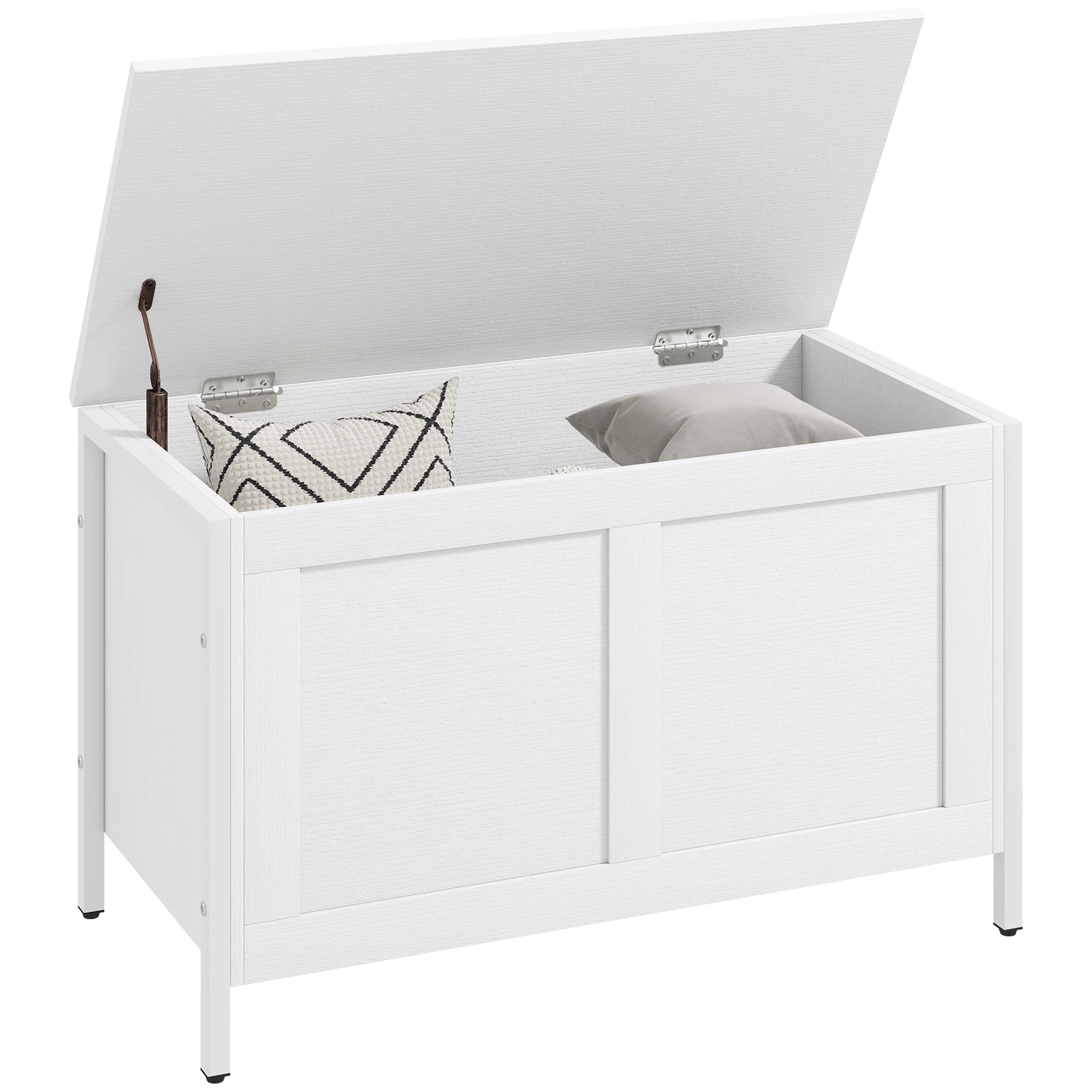 Homcom Coffre de Rangement pour Chambre 95 L Banc de Rangement avec Couvercle Charnière de Sécurité pour Couloir Salon 80X40X50 cm Blanc Veiné