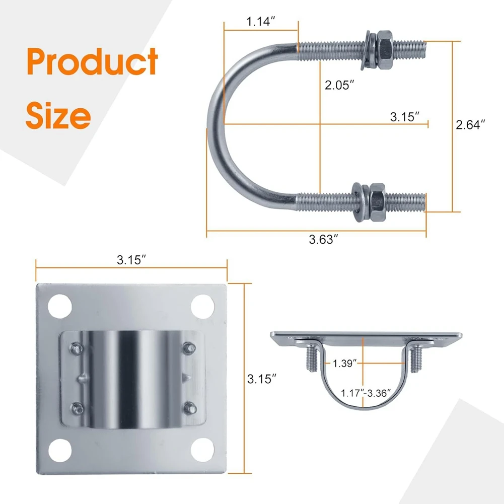 POPULAR-Antenna Mast Pipe Mount Works for GEN2 V2 Pipe Adapter Universal Antenna Steel Pole Mount view 5