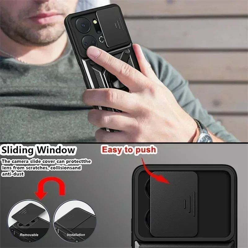 Etui na telefon Honor X7A 2023 Shockproof Armor Camera Lens Protective Magnetic Holder Ring Etui na telefon Honor X7A 5G X 7A Back Cover