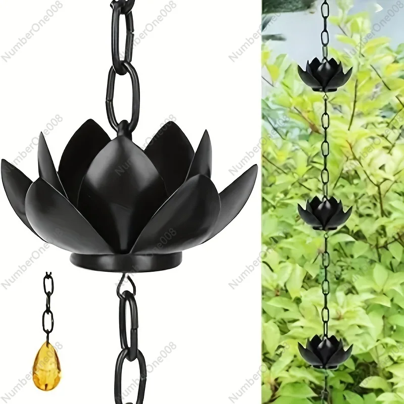 

Дождевая цепь с цветком лотоса для садового наружного декора, металлическая система дренажа воды с ремеслами ручной работы для патио виллы