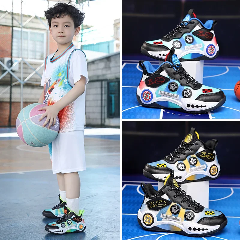 

Boys' Basketball Shoes Autumn Trendy Shoes New Mesh Breathable Children's Shoes Mid size Boys' Sports