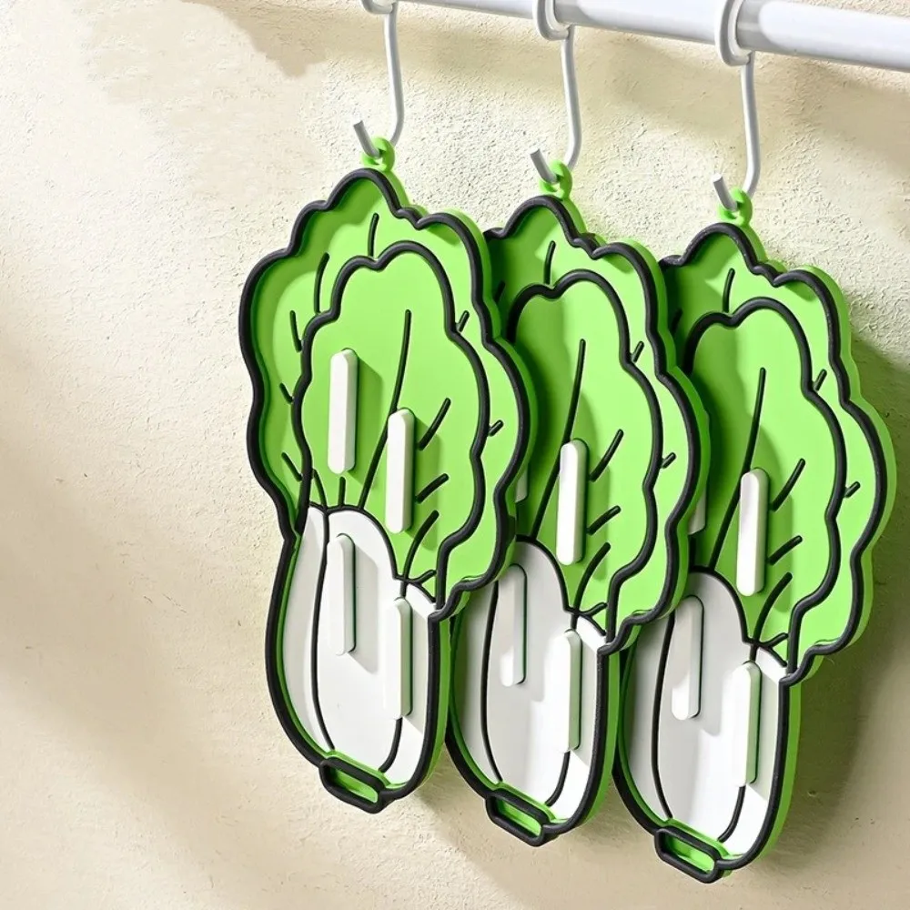 

3PCS Cabbage Shape Pot Lid Holder Carrot Pattern Hanging Insulation Pad Cartoon Portable Spatula Holder Kitchen Storage