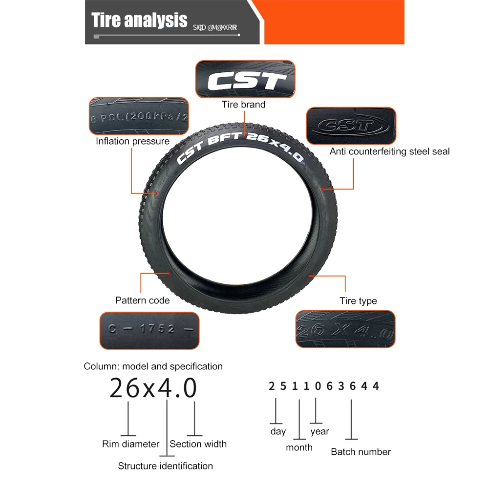 

CST Rubber Snowfield Tire Front Rear Wheel Beach Bike Wheel 26 inch Bicycle Tyre