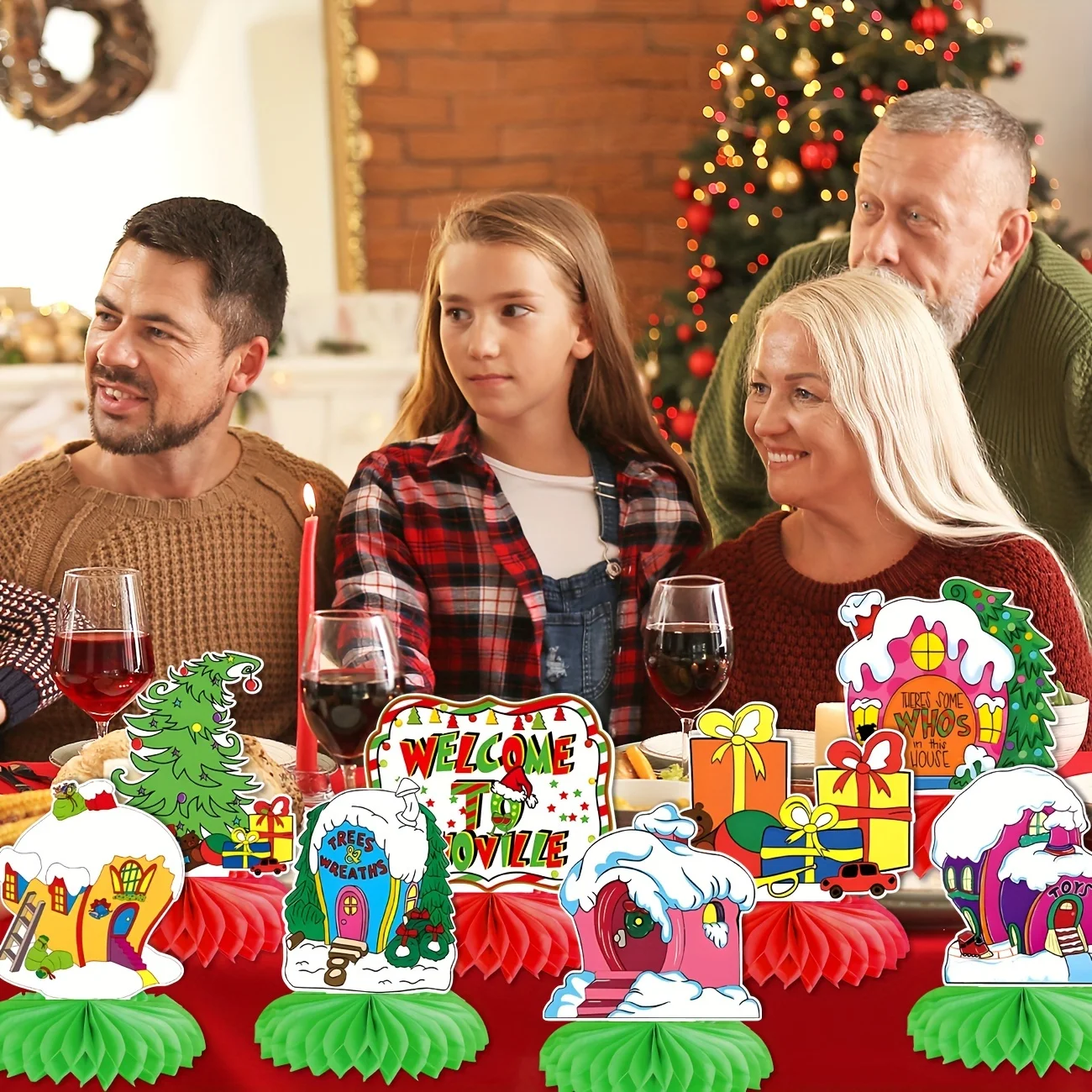 Whoville Christmas Decorations, 8 Pcs Welcome to Whoville Decorations Centerpiece, Whoville Christmas Decorations Indoor, Xmas