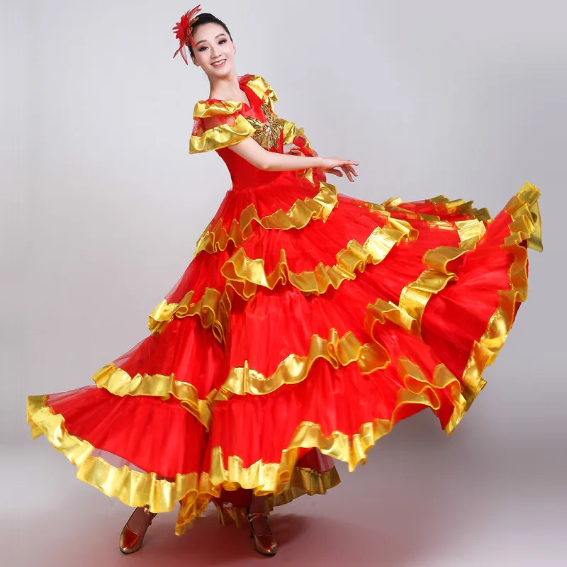 Spanish Flamenco Dance Dresses Ladies Stage Show Wear Female Dancer  Women's Clothing Ballroom Latin Dancing Dress