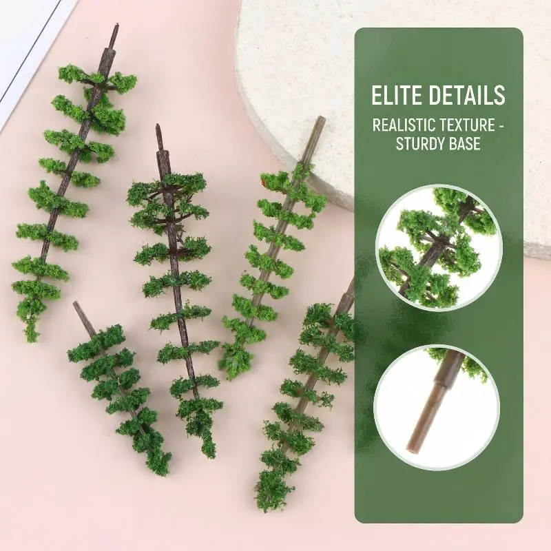 10Pcs 5-9cm Simulation Mini Green Tree Model Dollhouses Garden Landscape Ornaments Dollhouse Railway Street Scene Decoration