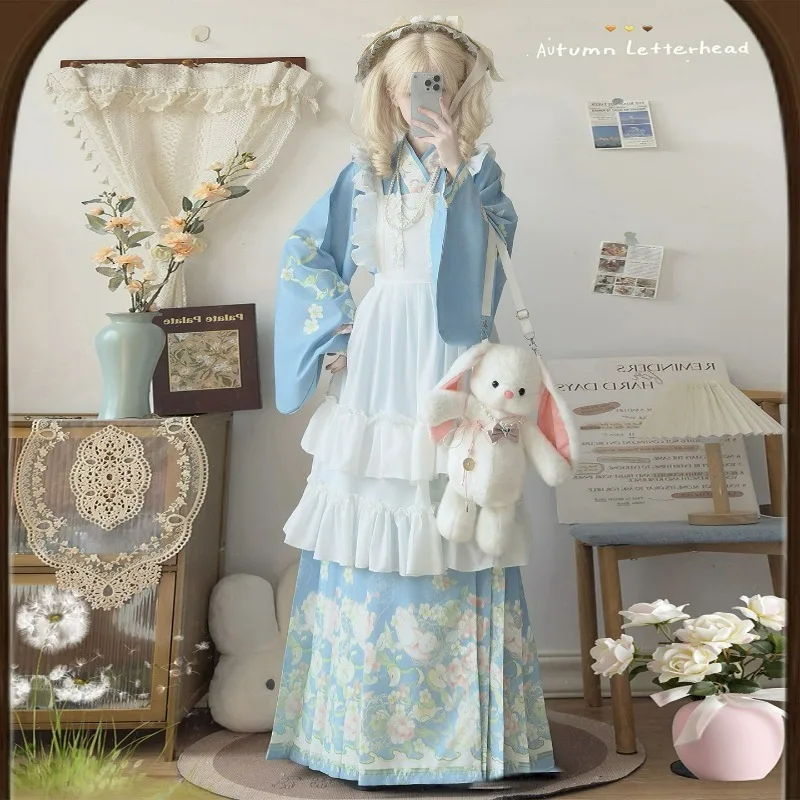 Chinese Traditional Hanfu Lolita Dress Women Horse-face Skirt  Suit Ming Dynasty Clothing Cosplay Costume Carnival Party Outfit view 4