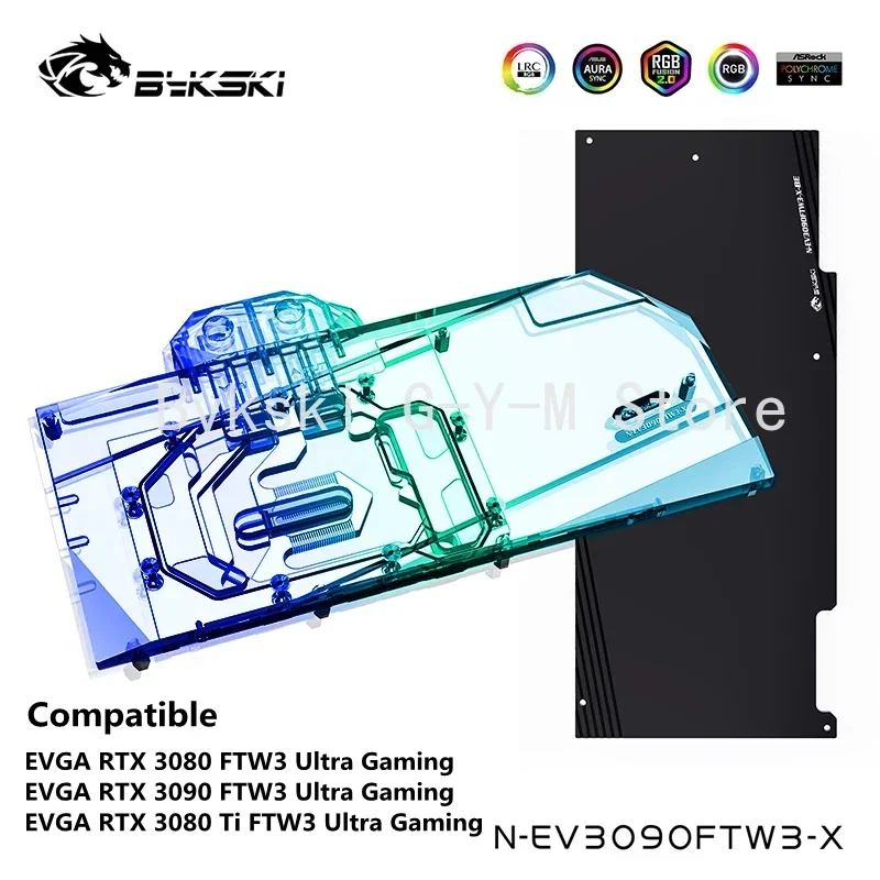 Bykski 3090 3080 gpu bloco de água para evga rtx3090 3080 ftw3 ultra placa gráfica do jogo, vga cooler 5v/12v m/b sync, N-EV3090FTW3-X