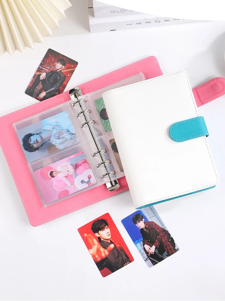 

Macaron Binder A6 Budget Binders Kpop Photocard Collect Book PU Leather Magnetic Buckle Card Holder Idol Photo Card Collection