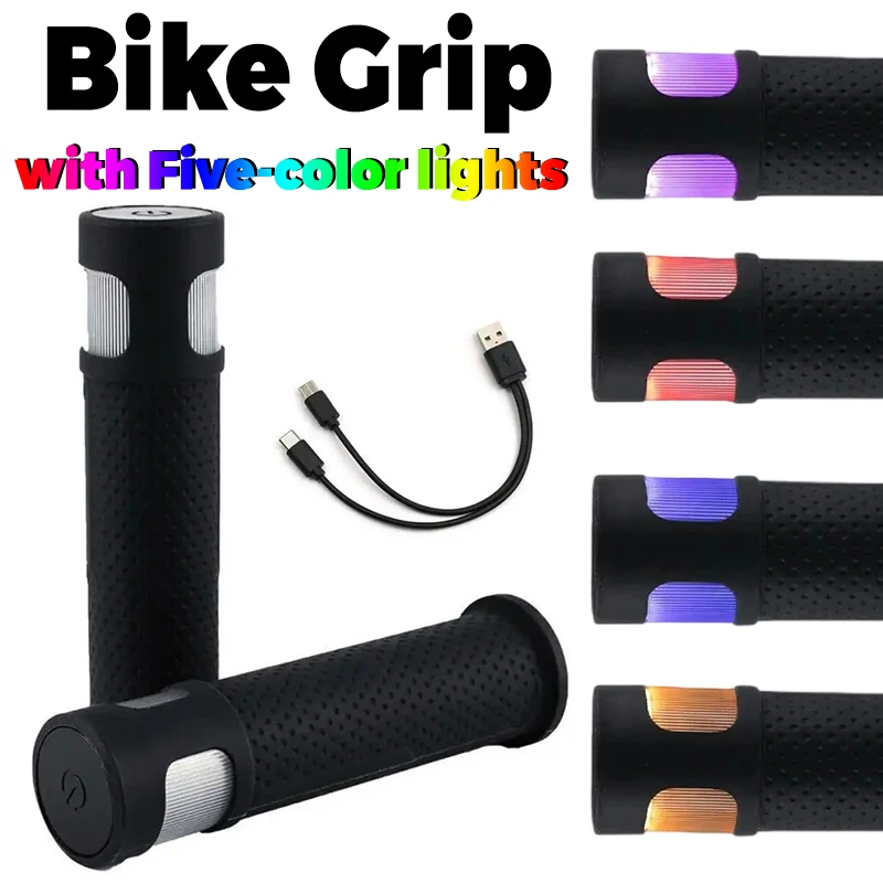 

4 Modes Bicycle Grips with Light Touch Control Mtb Bike Handlebar Grips 4 Colors Silicone Non-Slip Handlebar Cover Bike Part
