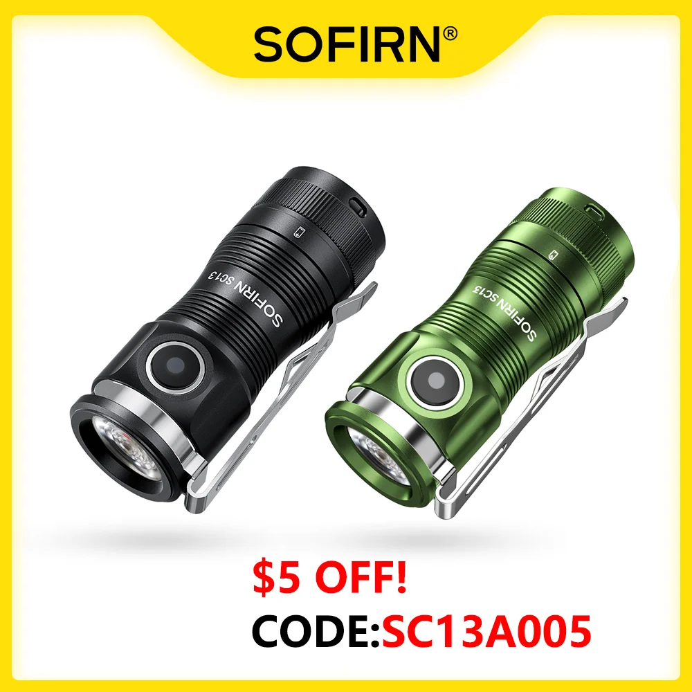 Sofirn Mini SC13 Powerful Flashlight SST40/519A LED 1300lm 18350 Rechargeable Led Light 95 High CRI Torch Lamp with Magnetic 