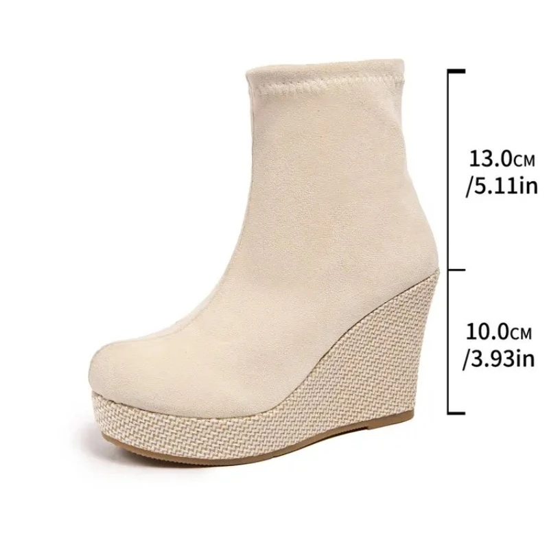 Dicke, wasserdichte Plateausohle mit erhöhter Höhe – vielseitige, bequeme, rutschfeste und atmungsaktive Damen-Ankle-Boots._voghion.com