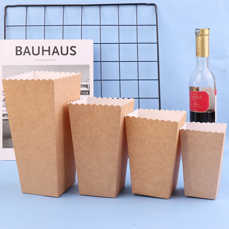 Caja de palomitas de maíz de papel Kraft, 10 piezas, bolsa de recuerdo de palomitas de maíz/aperitivos, decoración de fiesta