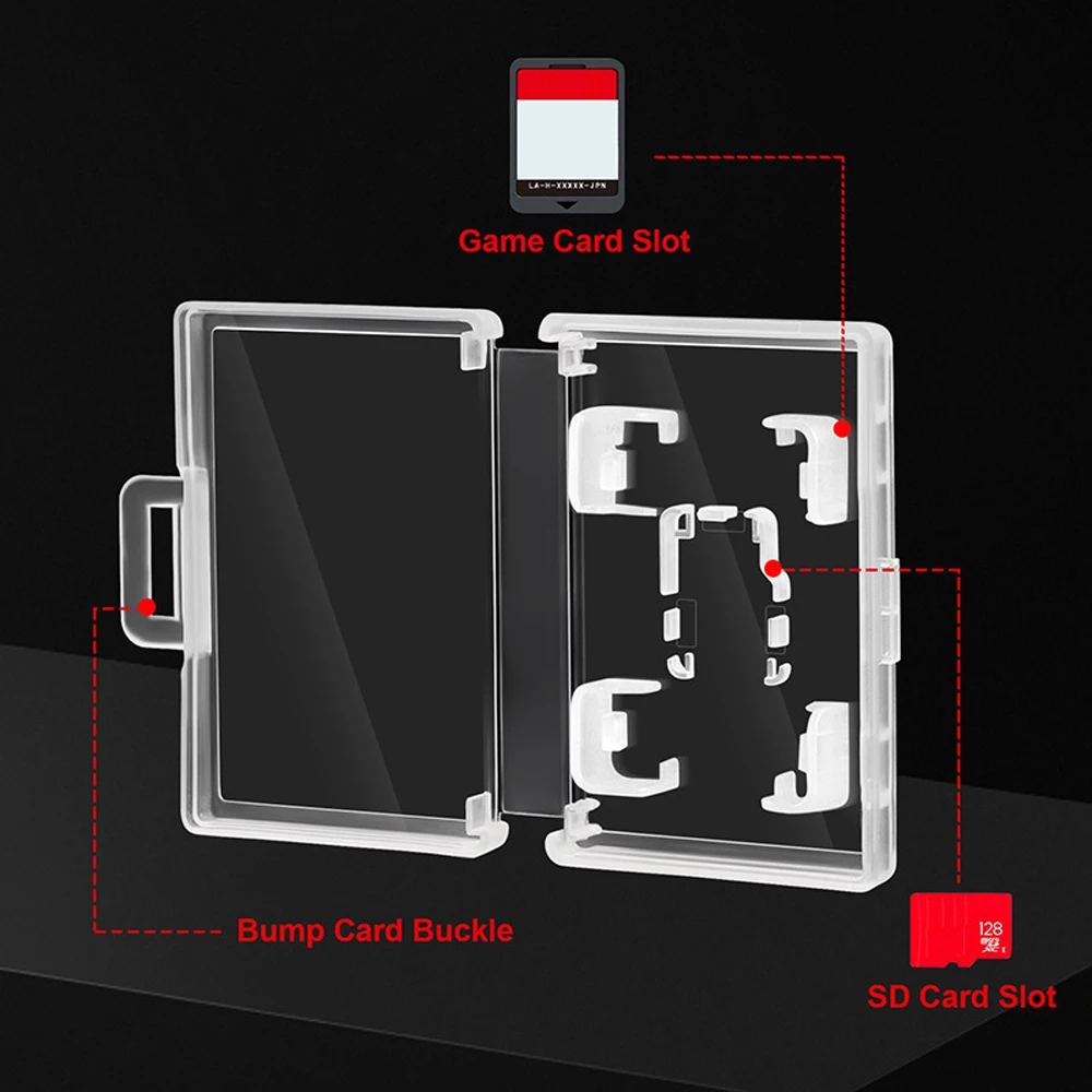 Transparent protective box for switch oled switch lite game card for tf card storage box