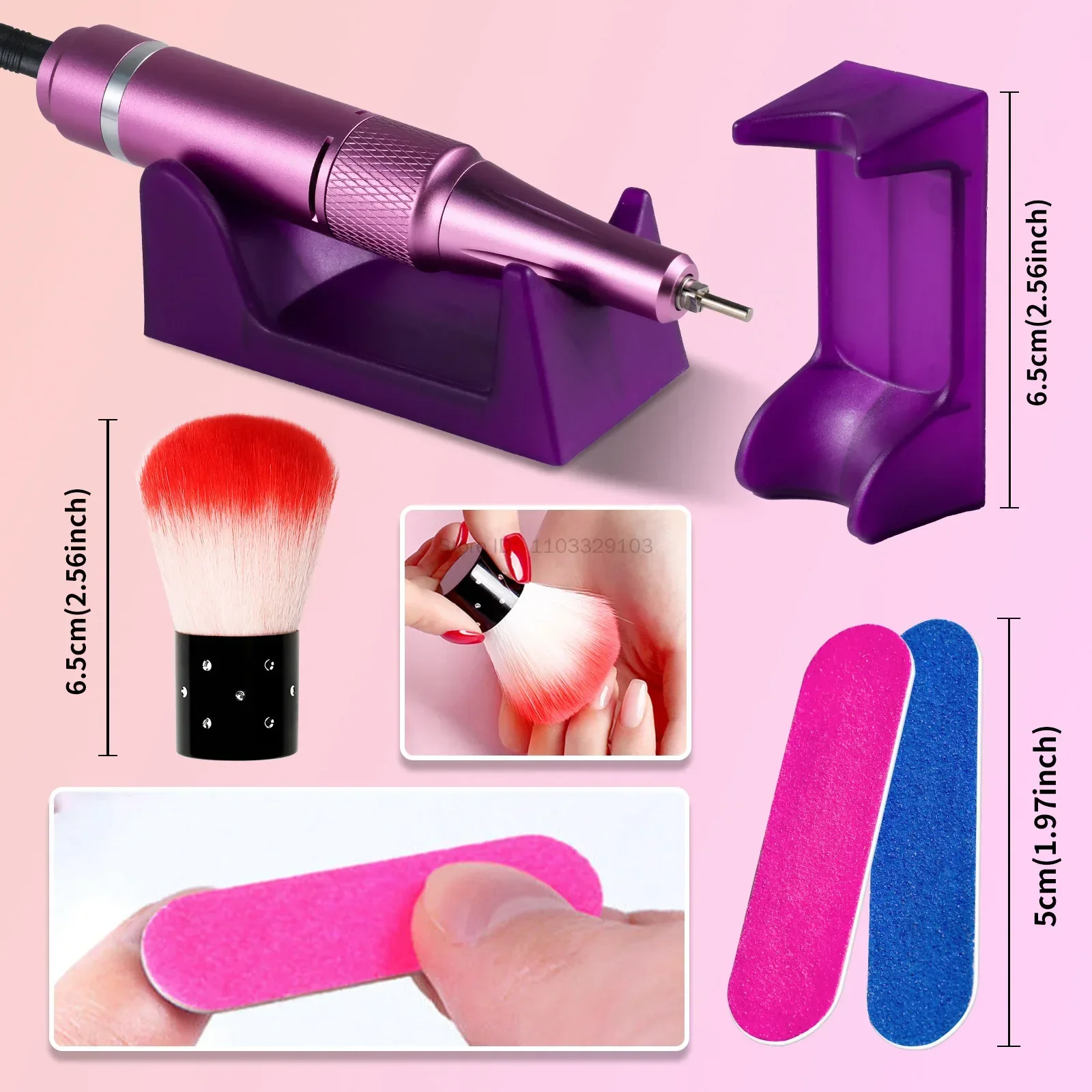 Professional Nail Drill 35000RPM Rechargeable Electric Nail Drill Machine LED Display Cordless Nail E File for Acrylic Gel Nails
