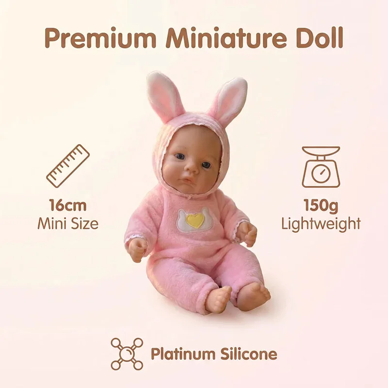 

6 Inch 15cm Full Silicone Body Baby Doll Meadow Reborn Blue Eyes Small Doll