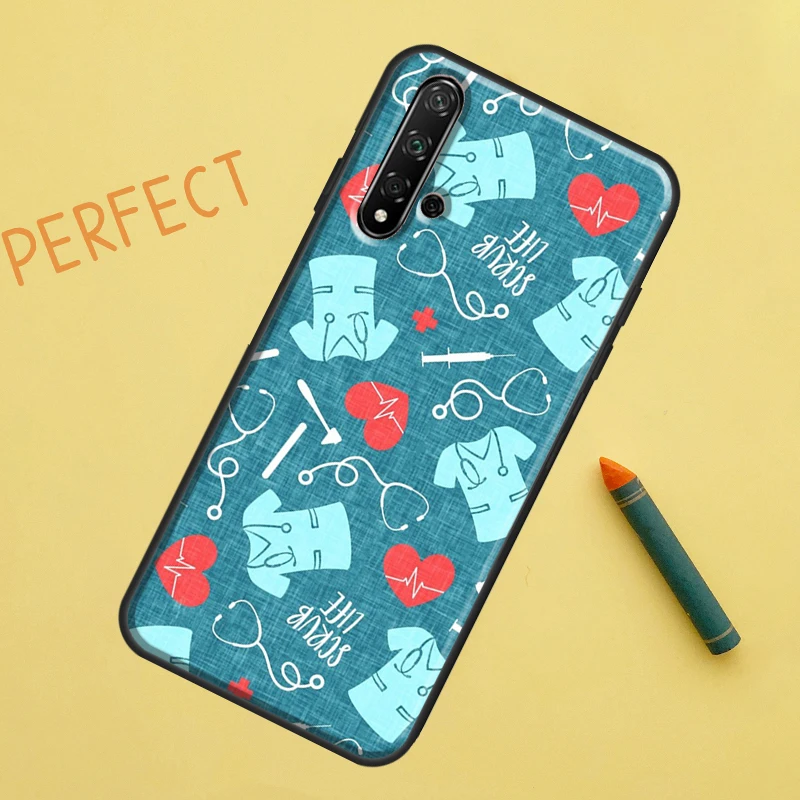 ممرضة الصحة الطبية القلب لهواوي نوفا 8i 12i 11i 12s Y73 Y72 Y61 Y91 Y90 Y70 Y60 9 10 SE P30 P40 Lite P60 Pro Case