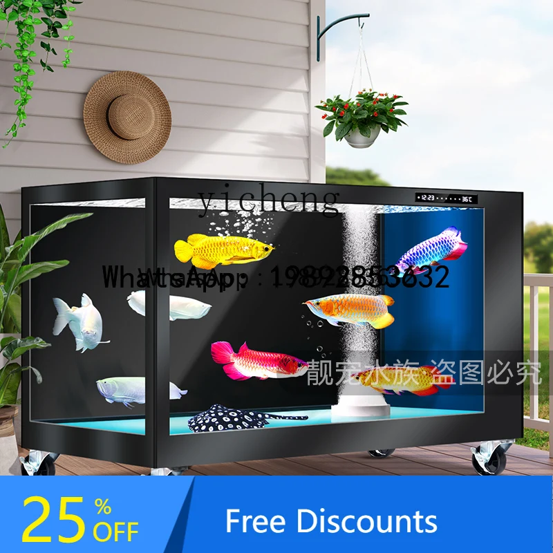 

AB koi ground tank fish tank aquarium ultra-white glass large fish pond with filter living room