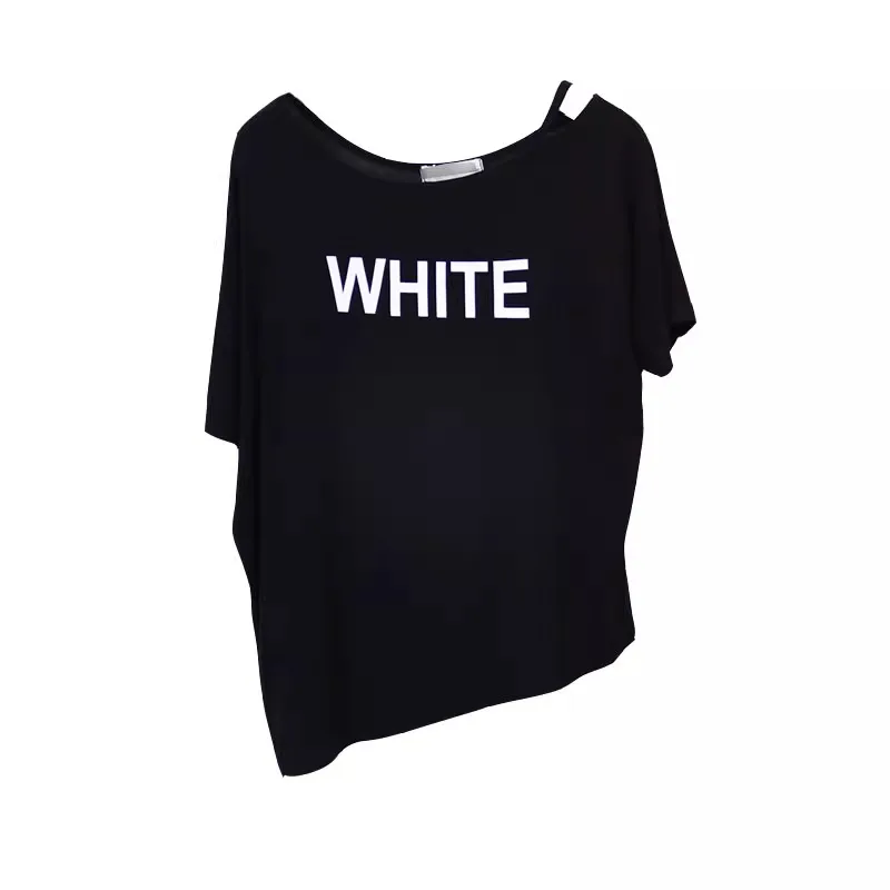 Off Shoulder T-Shirt Women'S Tank Tops Durable Oversized Ladies Korean Style Basic Unique Art Lace Up Solid Spring Versatile Ins