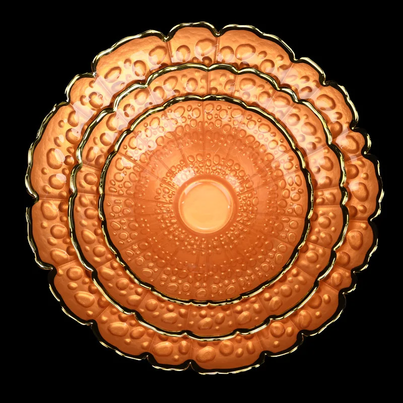 HXL Sunset Gold Rim Glass Plate Tray Dessert Sashimi Plate