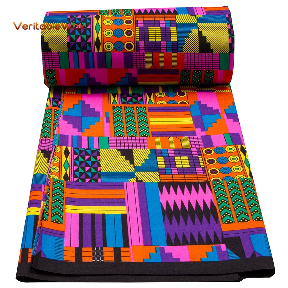 Veritablewax Kente  Africa Ankara Prints Batik Wax Fabric African Dress Craft DIY Sewing Textile Polyester Nigeria Tissu FP6518