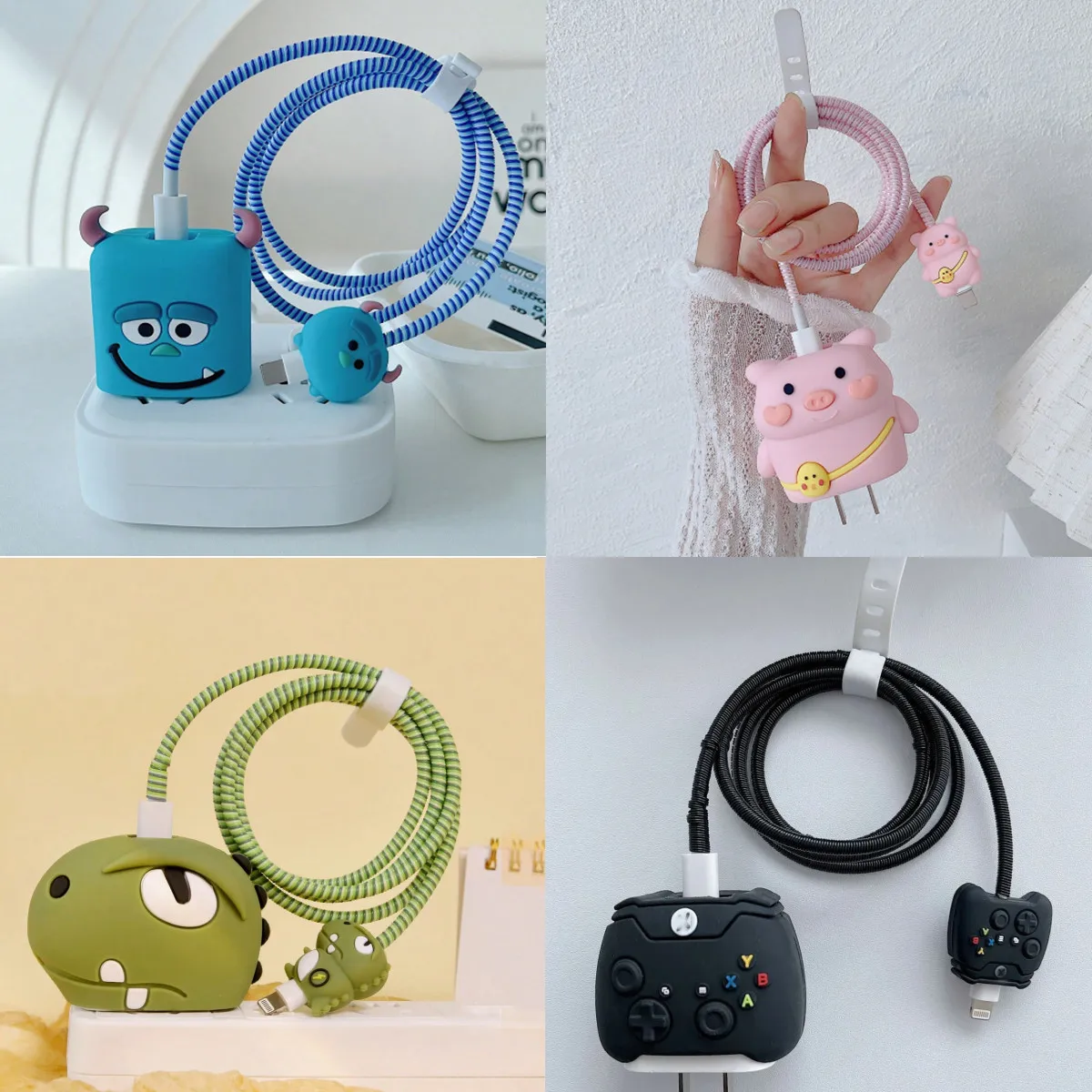 Cute 3D Charger Protector Cable organizer per IPhone 15 14 13 12 Pro Max 18W 20W tipo C Kit avvolgicavo per la gestione dei cavi dati