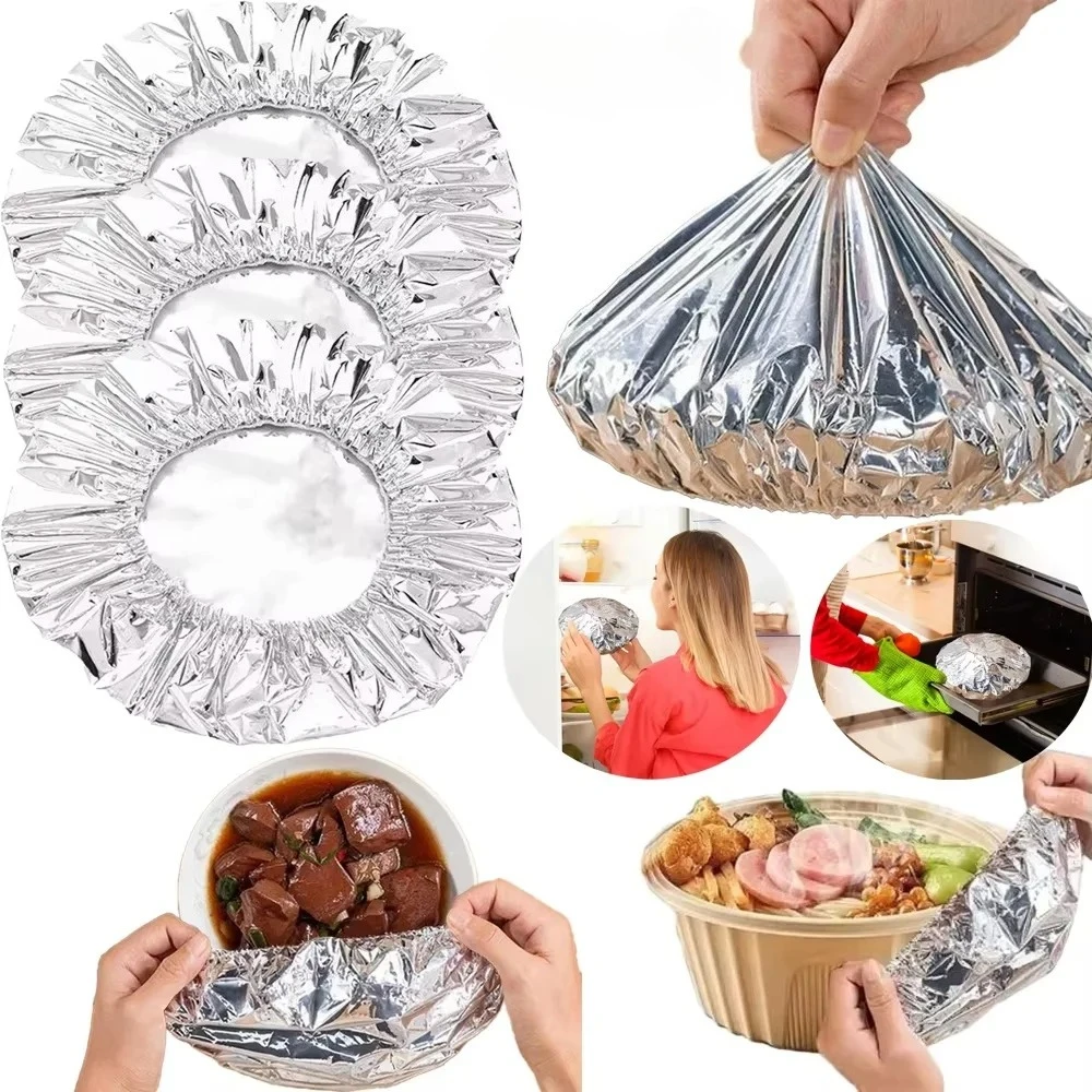 20pcs Reusable Aluminum Foil Bowl Cover Heat Insulation and Heat Preservation Food Grade Oven Takeaway Picnic