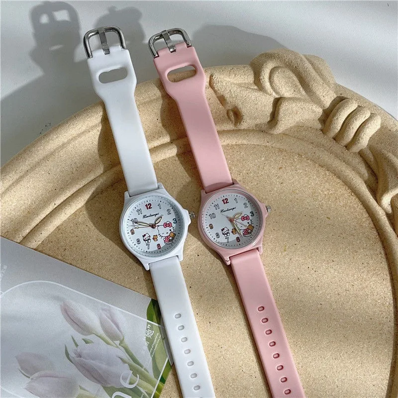 Hello Kitty Children's watch Cartoon watches Student Electronic Silicone strap Quartz Watch Party Kids Girls Gifts