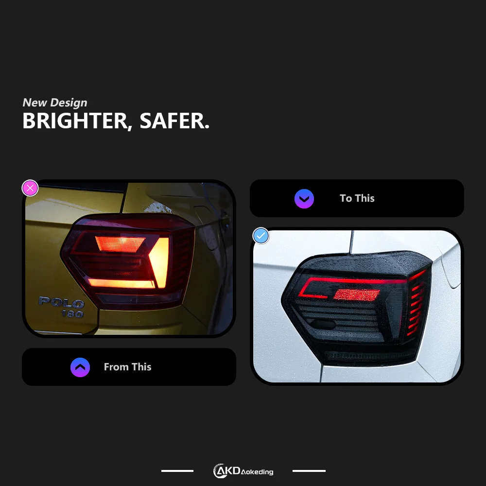 AKD Car Lights for VW Polo Led Tail Light 2019-2022 Vento Rear Lamp DRL Animation Dynamic Signal Reverse Automotive Accessories
