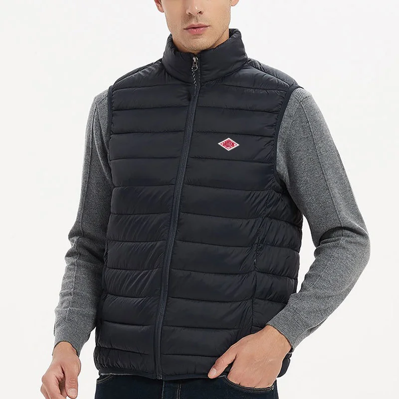 

Autumn Winter Exported to Japanese Men Women Embroidery Logo Wearing Sleeveless Vest High-quality Classic Quilted Zipper Jacket