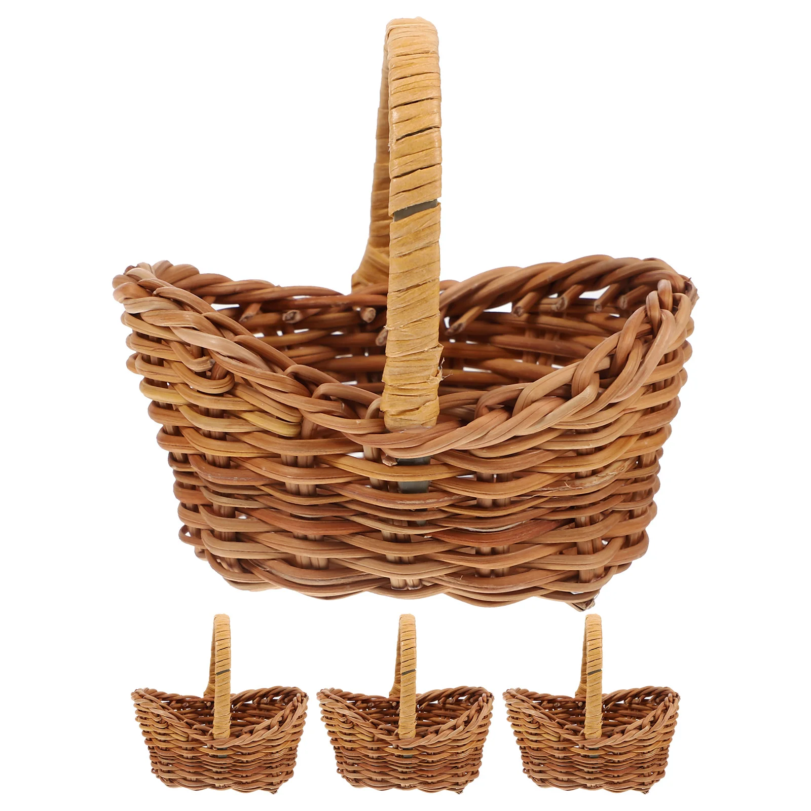 

4 Pcs Mini Basket Lightweight Flower Toy Room Woven Texture House Accessories Rattan Tiny Baskets