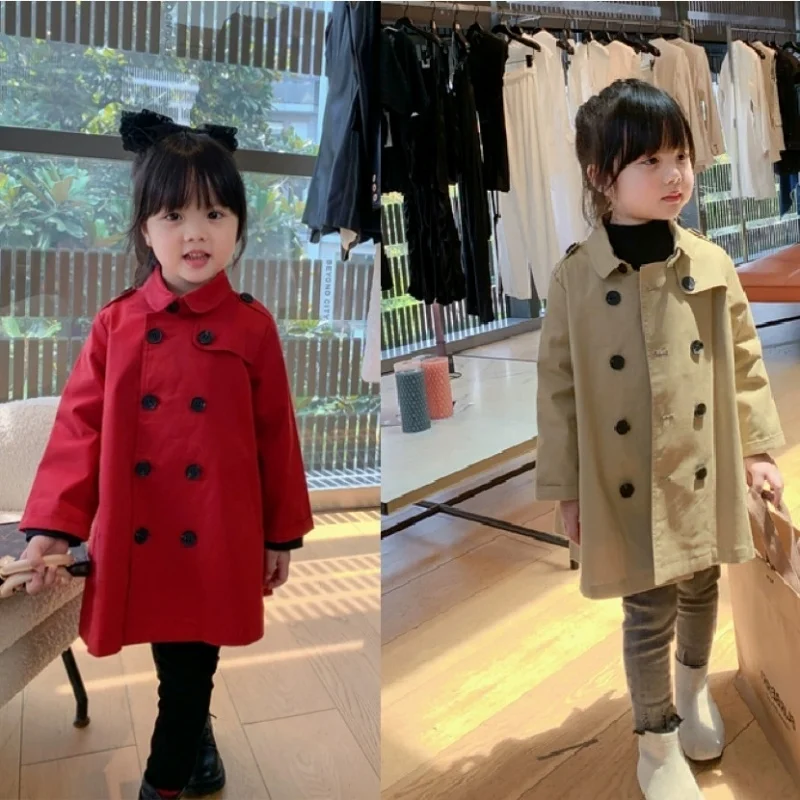 

Girls Coat Windbreak Jacket Cotton Outwear 2026 Vintage Spring Autumn Outdoor Kids Windproof Children's Clothing