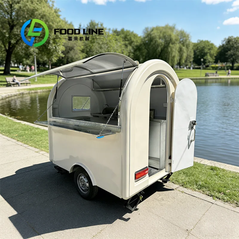 Food Trailer, Mobile Food Kiosk For Crepe, Waffle Dessert Selling, Practical Inner Layout For Night Market Fair Commercial Use