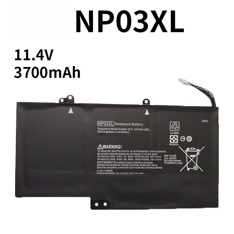 11.4V 3700mAh NP03XL Laptop Battery For HP TPN-Q146 Q147 Q148 Q149 13-A010DX X360 Smart Safety Protection Stable Output Durable