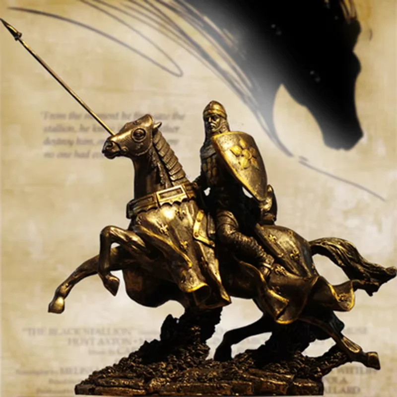 Medieval Samsuzer Armor Sculpture Retro Roman Armor Warrior Creative Bar Ornaments Crafts Knight War Horse Home Room Decoration